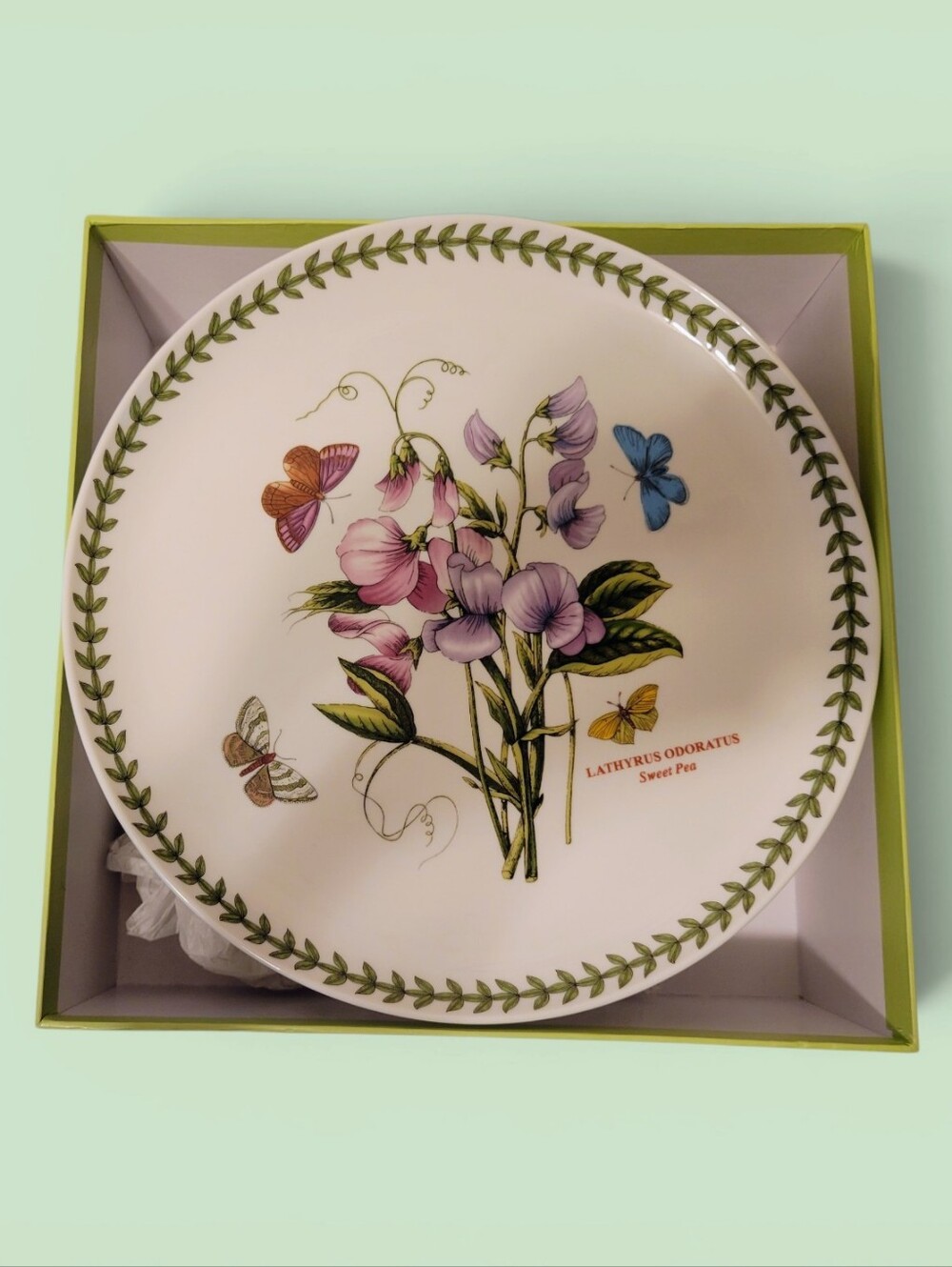 Portmeirion Botanic Garden Floral Butterfly Footed Cake Plate/Stand In Box, EUC - Picture 3 of 7